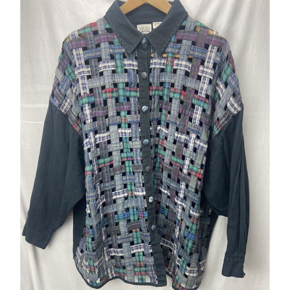 Halsey Collection Women’s Shirt Multicolored Size 3X Button Down Weave Patterned - Picture 2 of 10